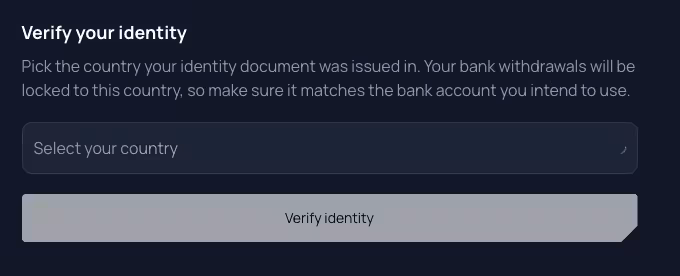 Unetwork identity verification country selection screen